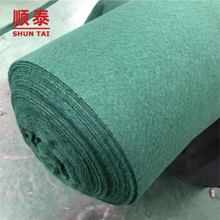 Green staple fiber needle punched geotextile
